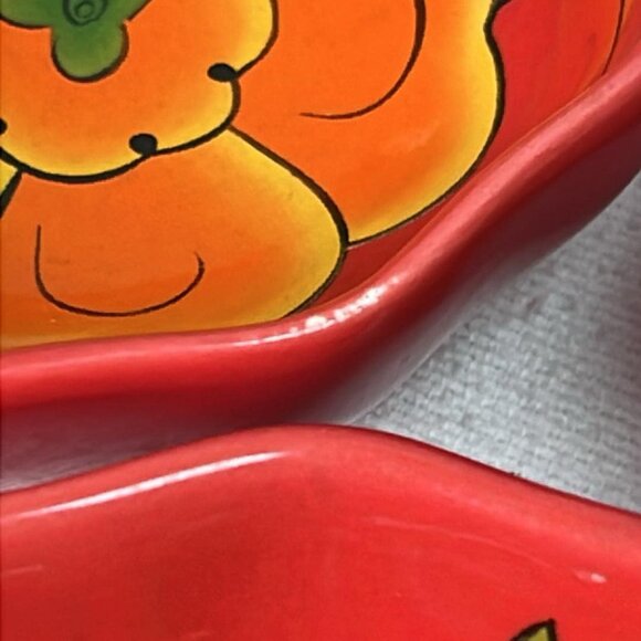 TempTations Retired Poppy Passion Serving Tray W/3 Bowls Chips & Salsa Time - Picture 6 of 10